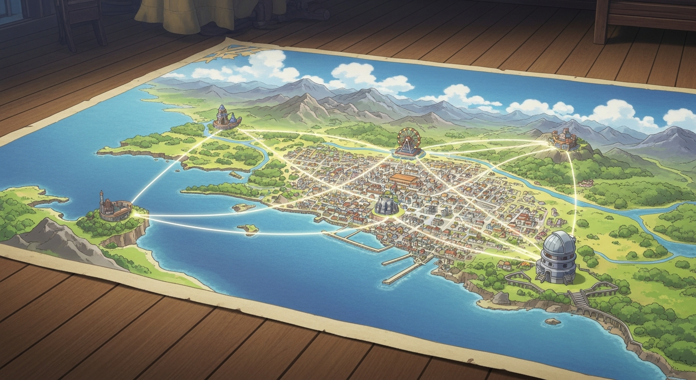 市と郡の違いは?観光地が点在する広大な範囲を地図で