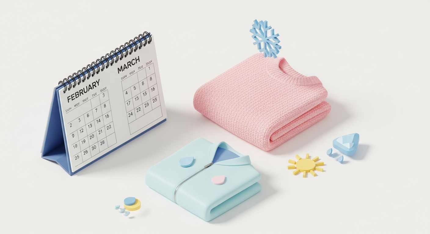 月別（2月・3月）の服装と天気・湿度